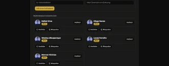 Lista de profissionais cadastrados com opções de editar e bloquear